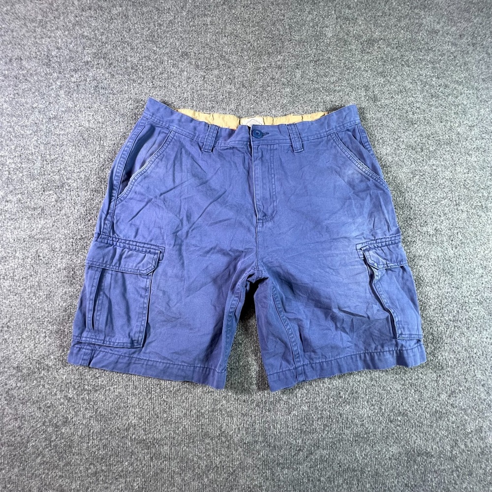 Vintage St. John's Bay Cargo Shorts Men's 38 Blue Cotton Workwear Travel Utility
